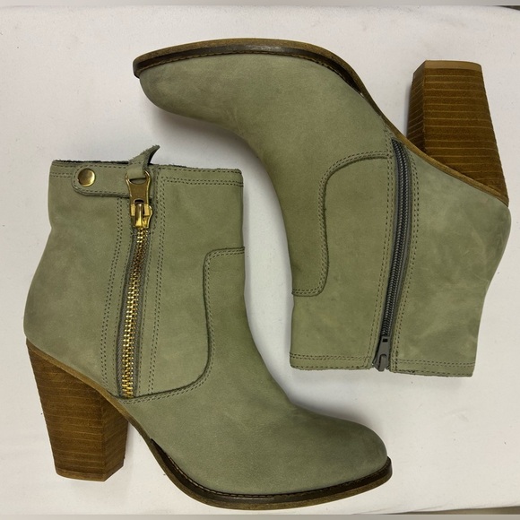 ALDO Green-Gray Leather Zip High Heel Ankle Boots Womens Size 9 - Picture 7 of 15